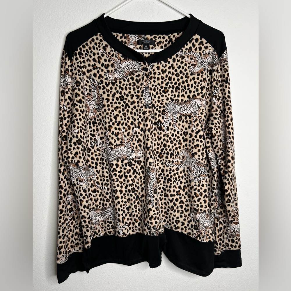 Simply Vera Verawang  Women's Bluse  Animal Print Size XL